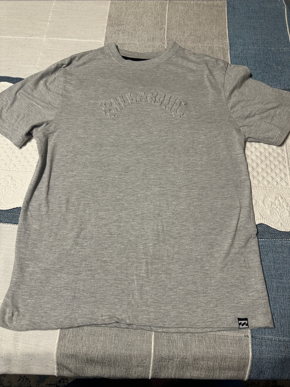 Billabong Men's Short Sleeve Tee in gray. Lifted logo